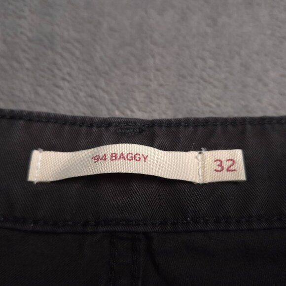 Levis Womens 94 Baggy Cargo Pants Black Relaxed Fit 32 Adjustable Drawstring Hem - Picture 7 of 8